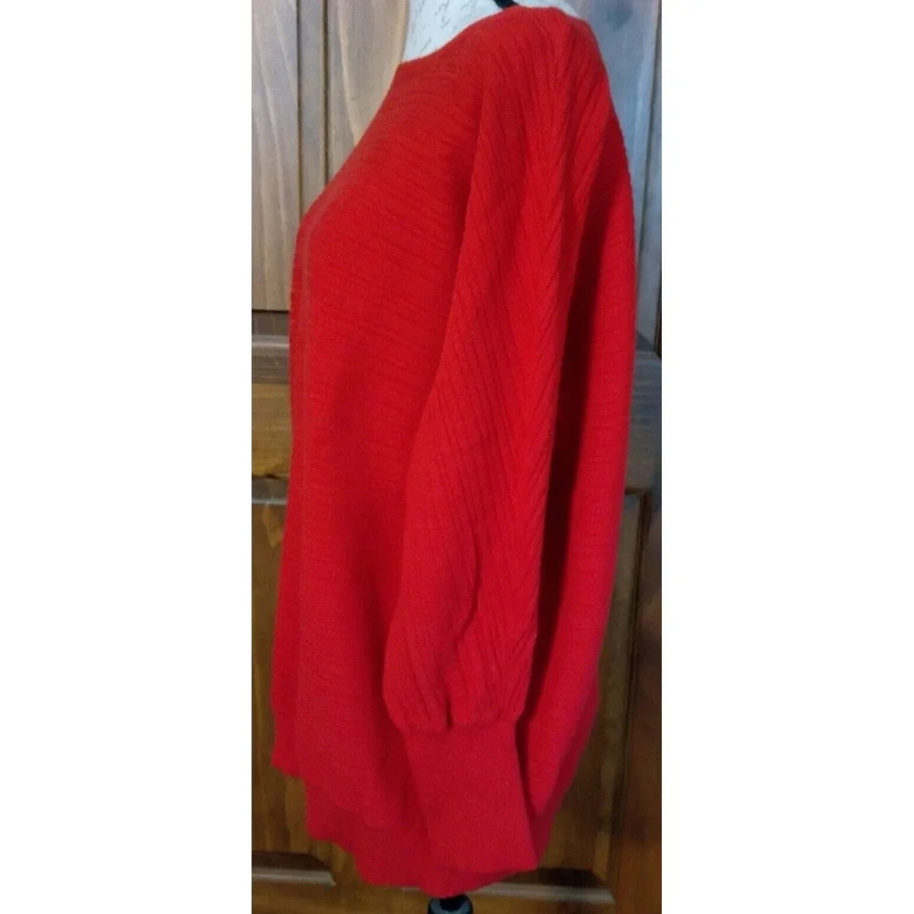Chico's Red Pullover Sweater Round Neck Long Sleeve Sz 3 - Picture 4 of 7